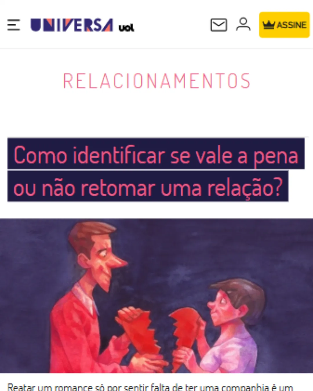 Como identificar se vale a pena ou não retomar uma relação